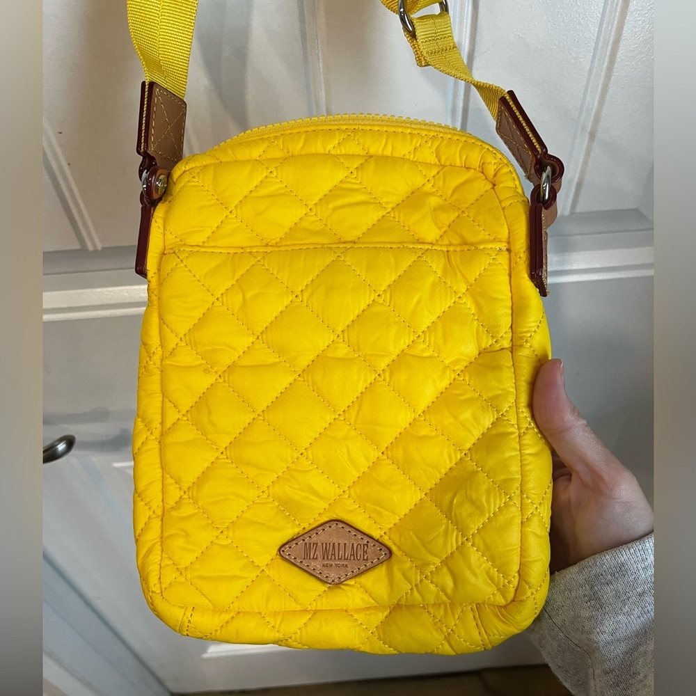MZ Wallace Metro Quilted Nylon Crossbody Bag Bright Yellow - Picture 6 of 11